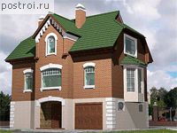 F-156-2K проект трехэтажного дома из кирпича с гаражом размером 10 на 7 