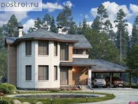 F-172-2P проект двухэтажного дома из пеноблоков с гаражом размером 17 на 18 