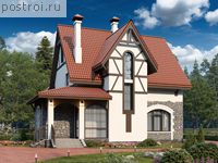 F-198-1P проект двухэтажного коттеджа из пенобетона с мансардой размером 12 на 12 