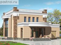 F-254-2P проект двухэтажного коттеджа из пеноблоков с гаражом размером 15 на 16 