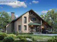 F-261-1P проект двухэтажного дома из пеноблоков с гаражом размером 15 на 16 