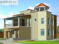 F-291-1P проект двухэтажного дома из пеноблоков с гаражом размером 11 на 18 