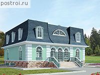 F-416-1K проект двухэтажного дома из кирпича с цоколем и гаражом размером 13 на 13