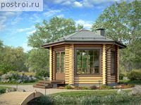 G-021-1D проект одноэтажной деревянной беседки из бревна размером 7 на 6