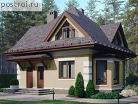 G-100-3P проект одноэтажного коттеджа из пенобетона с мансардой размером 9 на 9