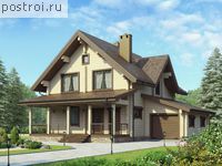 G-198-1D проект одноэтажного деревянного коттеджа из бруса с мансардой и гаражом размером 11 на 9 