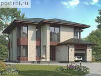 G-232-1P проект двухэтажного дома из газобетона с гаражом размером 17 на 13 