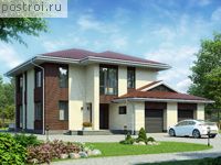 G-253-2P проект двухэтажного коттеджа из пеноблоков с гаражом размером 17 на 15