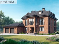 G-423-1P проект двухэтажного дома из газобетона с мансардой и гаражом размером 12 на 13