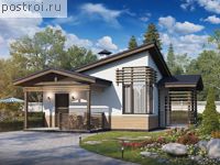 H-041-1P проект одноэтажной бани из пеноблока размером 8 на 8 