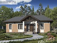 H-054-1P проект одноэтажной бани из пеноблока размером 6 на 14 