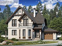 H-131-3P проект двухэтажного дома из пеноблоков с гаражом размером 13 на 14 