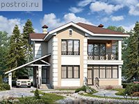 H-143-2P проект двухэтажного дома из газобетона с гаражом размером 11 на 14 