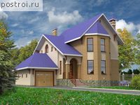 H-164-1P проект двухэтажного дома из пеноблоков с гаражом размером 10 на 14