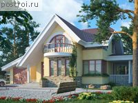 H-165-1P проект одноэтажного дома из пеноблоков с мансардой и гаражом размером 10 на 15 