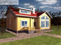 H-188-1D проект двухэтажного деревянного коттеджа из бруса с подвалом размером 12 на 12 