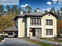 H-204-2P проект двухэтажного дома из пенобетона с гаражом размером 16 на 16 