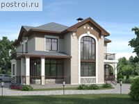 H-258-1P проект двухэтажного коттеджа из пеноблоков размером 14 на 14