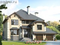 H-307-1P проект двухэтажного коттеджа из пенобетона с гаражом размером 16 на 14 