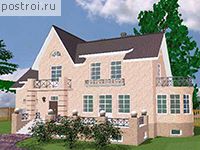 H-377-1K проект двухэтажного дома из кирпича с цоколем и гаражом размером 19 на 11 