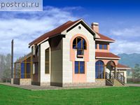 I-186-1P проект двухэтажного дома из пеноблоков с гаражом размером 10 на 14