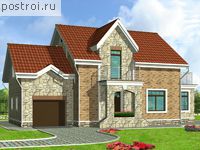 I-194-1P проект двухэтажного коттеджа из пенобетона с гаражом размером 9 на 9 