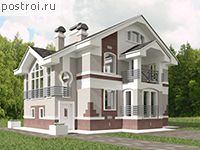 K-252-1P проект двухэтажного коттеджа из пеноблоков с мансардой размером 14 на 15 