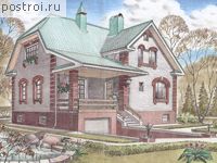 K-275-1K проект двухэтажного дома из кирпича с цоколем и гаражом размером 11 на 11 