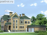 K-490-1K проект двухэтажного дома из кирпича с цоколем и гаражом размером 16 на 11 