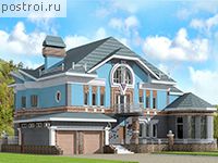 K-736-1P проект двухэтажного дома из газобетона с мансардой и гаражом размером 23 на 24 