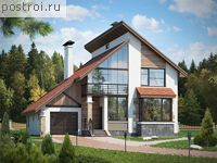 L-173-1P проект двухэтажного дома из пеноблоков с гаражом размером 11 на 13 