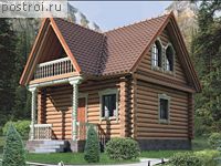 M-062-1D проект одноэтажной деревянной бани из бревна с мансардой размером 7 на 7 