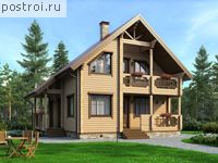 M-121-1D проект одноэтажного деревянного коттеджа из бруса с мансардой размером 9 на 10 