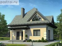 M-124-2P проект одноэтажного коттеджа из газобетона с мансардой размером 9 на 9