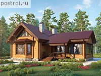 M-164-1D проект одноэтажного деревянного дома из бруса с мансардой размером 13 на 15 