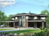 M-164-1P проект двухэтажного дома из пеноблоков с гаражом размером 19 на 12 