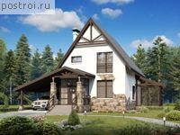 M-170-1P проект двухэтажного дома из пеноблоков с гаражом размером 17 на 14 