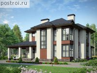 M-201-1K проект двухэтажного дома из кирпича с гаражом размером 18 на 15 