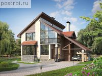 M-219-1P проект двухэтажного дома из пенобетона с гаражом размером 17 на 15 