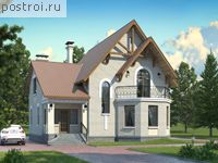 M-243-2K проект двухэтажного дома из кирпича с мансардой размером 14 на 11 