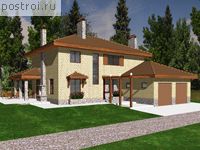 M-263-1K проект двухэтажного дома из кирпича с гаражом размером 18 на 18 