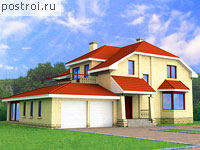 M-265-1P проект двухэтажного дома из пеноблоков с гаражом размером 12 на 16 