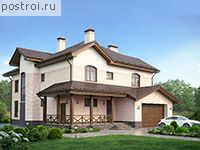 M-305-1K проект двухэтажного коттеджа из кирпича с гаражом размером 13 на 18 