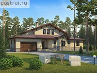 M-323-1P проект одноэтажного дома из пенобетона с мансардой и гаражом размером 15 на 24 