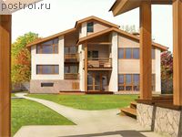 M-375-1K проект двухэтажного дома из кирпича с цоколем и гаражом размером 21 на 18 