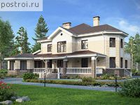 M-387-1K проект двухэтажного дома из кирпича с цоколем размером 19 на 21 