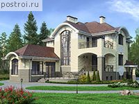 M-396-1K проект трехэтажного дома из кирпича с цоколем и мансардой и гаражом размером 23 на 14 