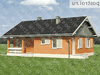 A-081-1P проект одноэтажного дома из пеноблока размером 9 на 12  - вид спереди