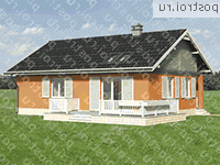 A-081-1P проект одноэтажного дома из пеноблока размером 9 на 12  - вид сзади