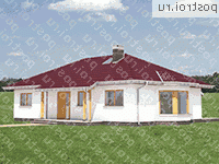 A-108-1P проект одноэтажного коттеджа из пенобетона размером 8 на 15  - вид спереди